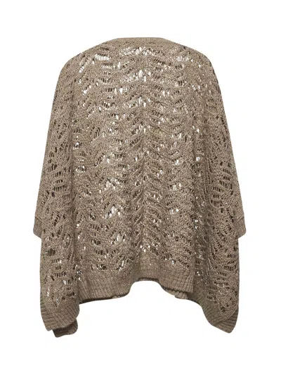 Brunello Cucinelli Hazelnut Lurex Crochet Boatneck Sweater