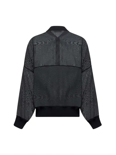 Brunello Cucinelli Women Black Organza Shiny Trims Bomber Jacket In Black