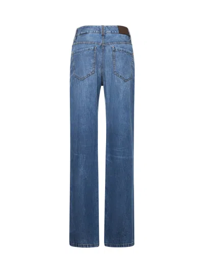 Brunello Cucinelli Women Blue Denim Contemporary Loose Jeans In Blue