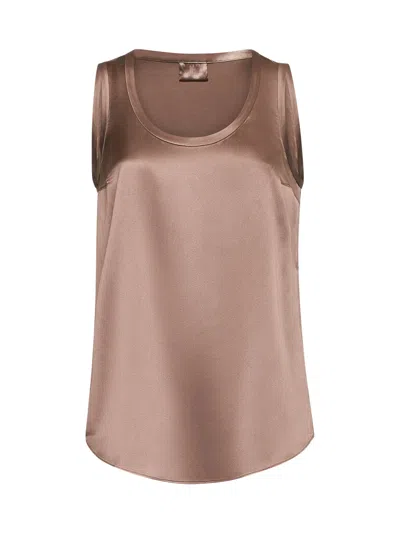 Brunello Cucinelli Women Brown Satin Reversible Top In Brown