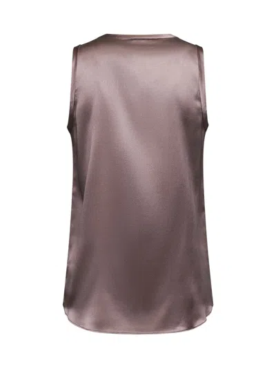 Brunello Cucinelli Women Brown Satin Reversible Top In Brown