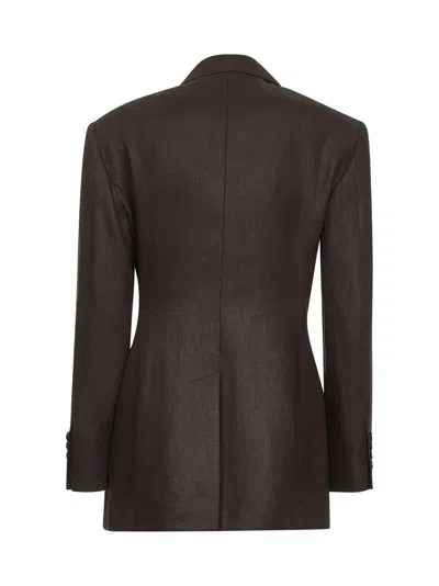 Brunello Cucinelli Linen Blazer Jacket In Brown