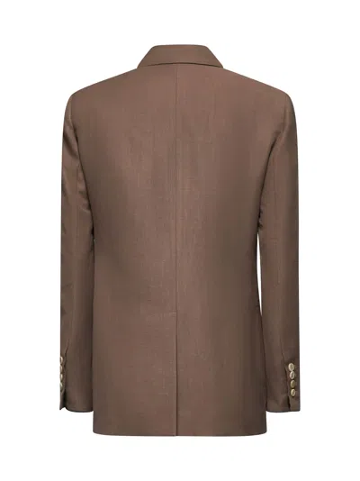 Brunello Cucinelli Women Brown Twill Shiny Cuffs Jacket In Brown
