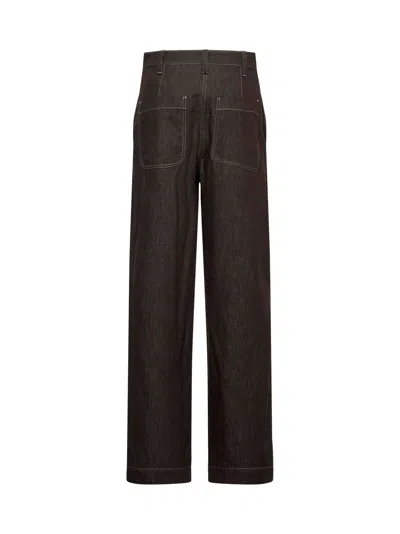 Brunello Cucinelli Women Brown Twill Wide Smart Jeans In Brown