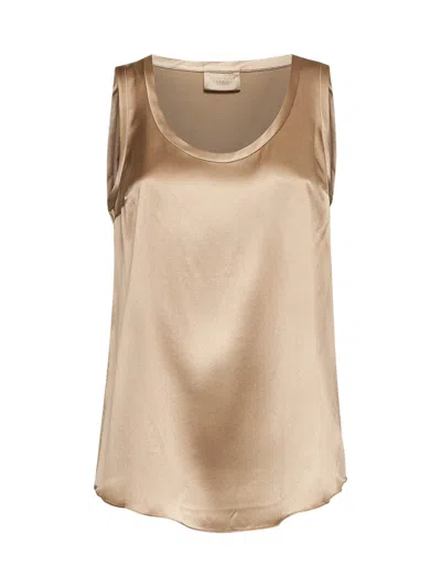 Brunello Cucinelli Khaki Satin Reversible Top
