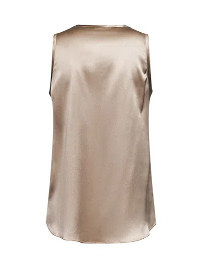 Brunello Cucinelli Khaki Satin Reversible Top