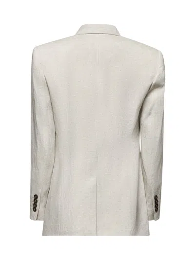 Brunello Cucinelli Women Ivory Sparkling Canvas Jacket