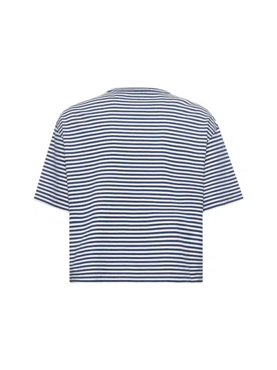 Brunello Cucinelli Striped Jersey Shiny Pocket Detail Crop T-shirt