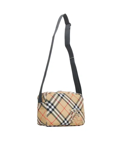 Burberry Men Beige Check Crossbody Bag