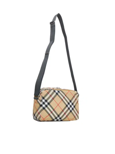 Burberry Men Beige Check Crossbody Bag