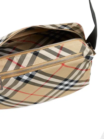Burberry Men Beige Check Crossbody Bag