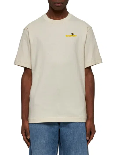 Burberry Beige T-shirt With Maxi Bee Print On The Back In Cotton Man In Neutral
