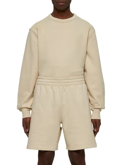 Burberry Relaxed-fit Cotton Shorts With Drawstring Waistband In Neutral