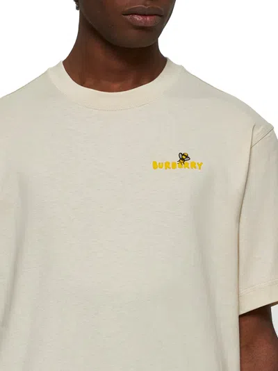 Burberry Beige T-shirt With Maxi Bee Print On The Back In Cotton Man In Neutral