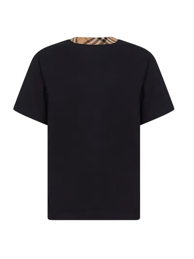 Burberry Mens Check-print Short-sleeves Cotton-jersey T-shirt Black Xl In Black