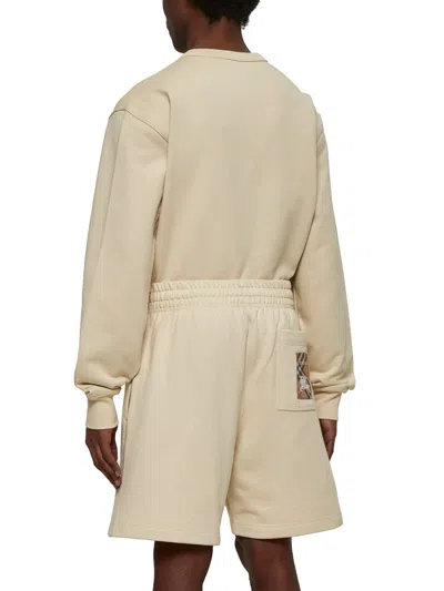Burberry Relaxed-fit Cotton Shorts With Drawstring Waistband In Neutral