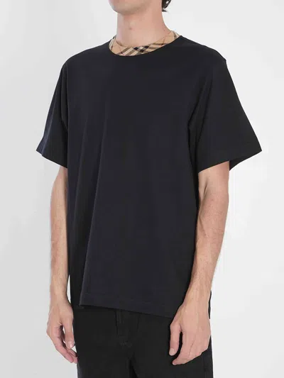 Burberry Mens Check-print Short-sleeves Cotton-jersey T-shirt Black Xl In Black
