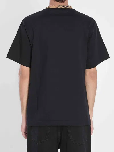 Burberry Mens Check-print Short-sleeves Cotton-jersey T-shirt Black Xl In Black