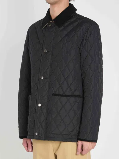 Burberry Corduroy-trimmed Quilted Nylon Barn Jacket In Black