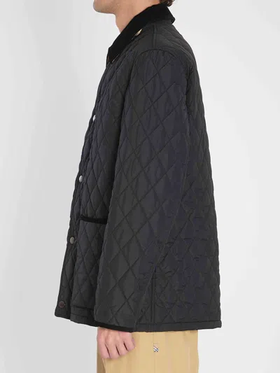 Burberry Corduroy-trimmed Quilted Nylon Barn Jacket In Black