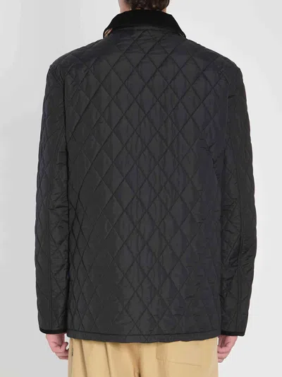 Burberry Corduroy-trimmed Quilted Nylon Barn Jacket In Black