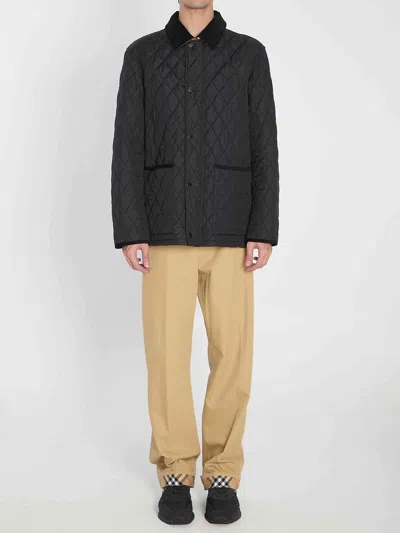 Burberry Corduroy-trimmed Quilted Nylon Barn Jacket In Black