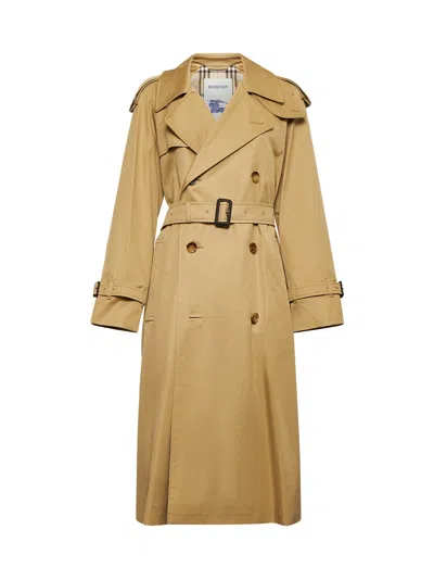 Burberry Women Beige Castleford Long Trench Coat In Brown