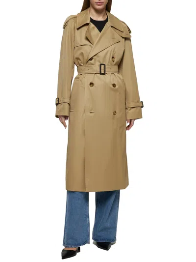 Burberry Women Beige Castleford Long Trench Coat In Brown