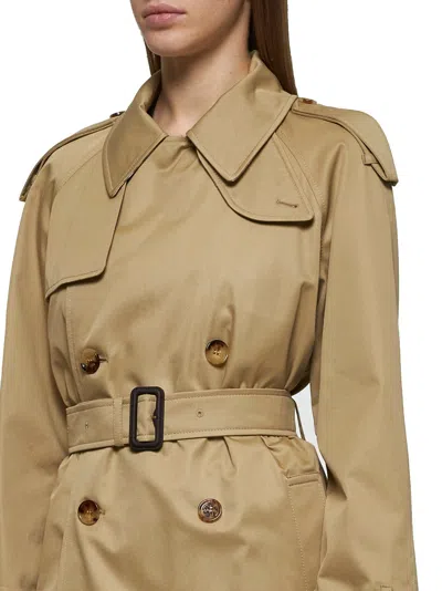 Burberry Women Beige Castleford Long Trench Coat In Brown