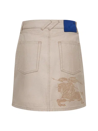 Burberry Equestrian Knight Denim Skirt In Brown
