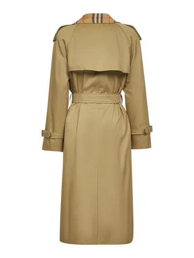 Burberry Castleford Check Collar Water Resistant Gabardine Trench Coat