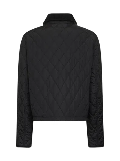 Burberry Women Black Quilted Nylon Cropped Jacket In Black