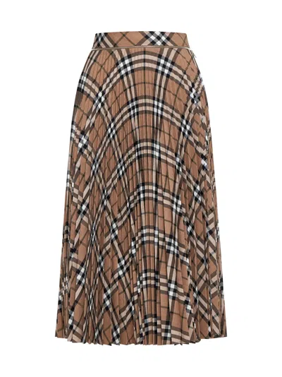 Burberry Women Linden Check Wool Blend Pleated Skirt In Multi