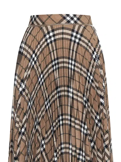 Burberry Women Linden Check Wool Blend Pleated Skirt In Multi