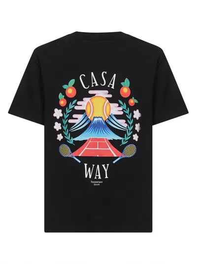 Casablanca Casa Way Mountain Printed Organic Cotton-jersey T-shirt In Black