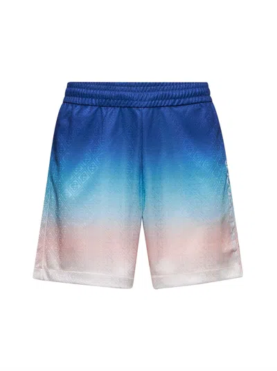 Casablanca Gradient Monogram Shorts With Elasticized Waistband In Blue