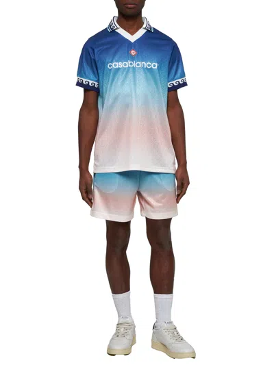 Casablanca Gradient Monogram Shorts With Elasticized Waistband In Blue