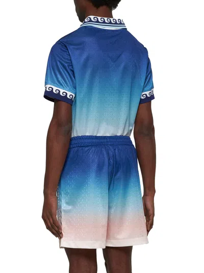 Casablanca Gradient Monogram Shorts With Elasticized Waistband In Blue