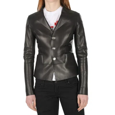 Dsquared2 Leather Jacket Women In Black