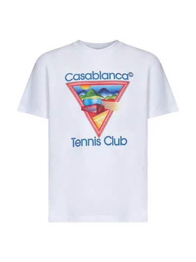Casablanca White Tennis Club Print T-shirt In White