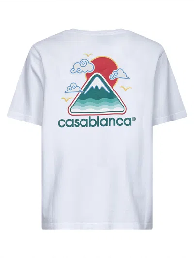 Casablanca White T-shirt With Crewneck And Logo On The Front And Maxi Logo On The Back In Cotton Man In White