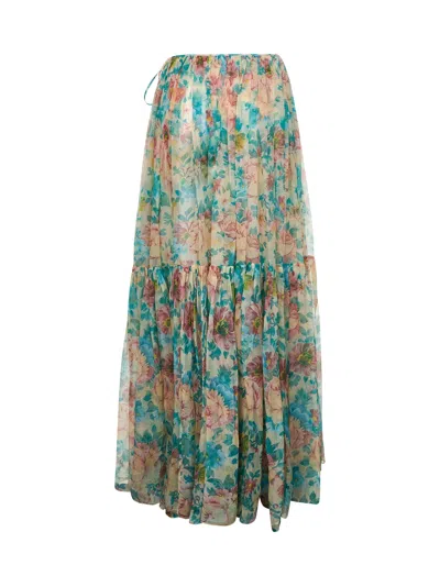 Chloé Pleated Tiered Floral-print Silk-chiffon Maxi Skirt
