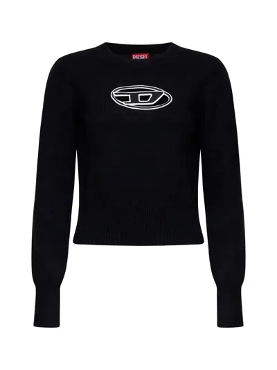Diesel Wool And Cashmere Sweater With Cut-out Logo In Black