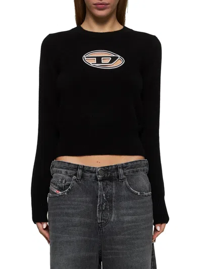Diesel Wool And Cashmere Sweater With Cut-out Logo In Black