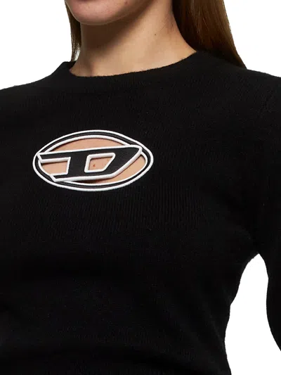 Diesel Wool And Cashmere Sweater With Cut-out Logo In Black