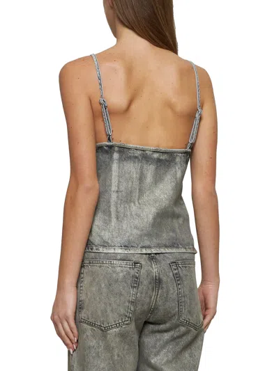Diesel Women Grey Denim De-fulsy-s Top In Green