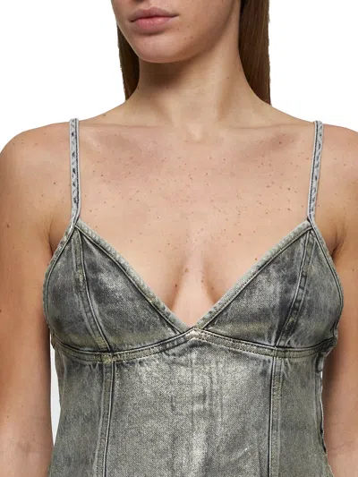 Diesel Women Grey Denim De-fulsy-s Top In Green