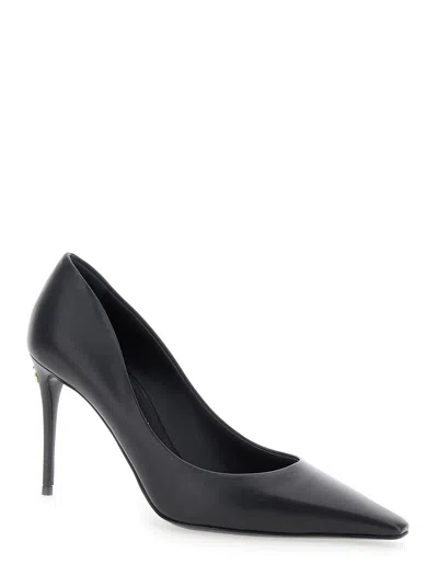 Dolce & Gabbana Black Pointed Pumps With Dg Detail In Leather Woman