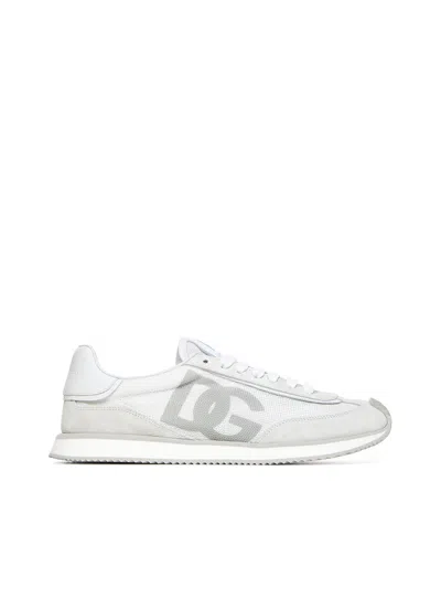 Dolce & Gabbana Two-tone Suede And Mesh Dg Aria Sneakers In Gray