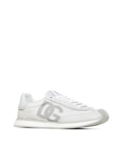 Dolce & Gabbana Two-tone Suede And Mesh Dg Aria Sneakers In Gray